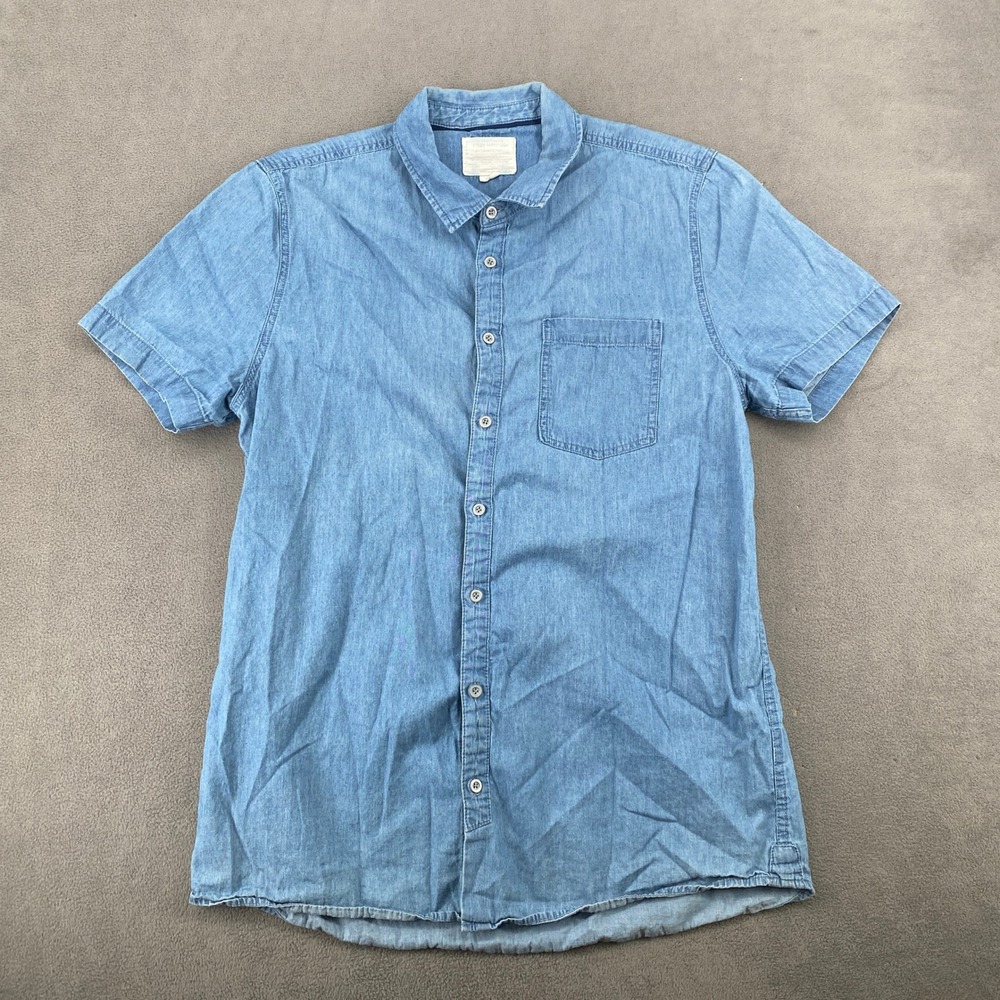 Cotton On Mens Utility Supply Co Denim Shirt Short Sleeve Blue Large 361461